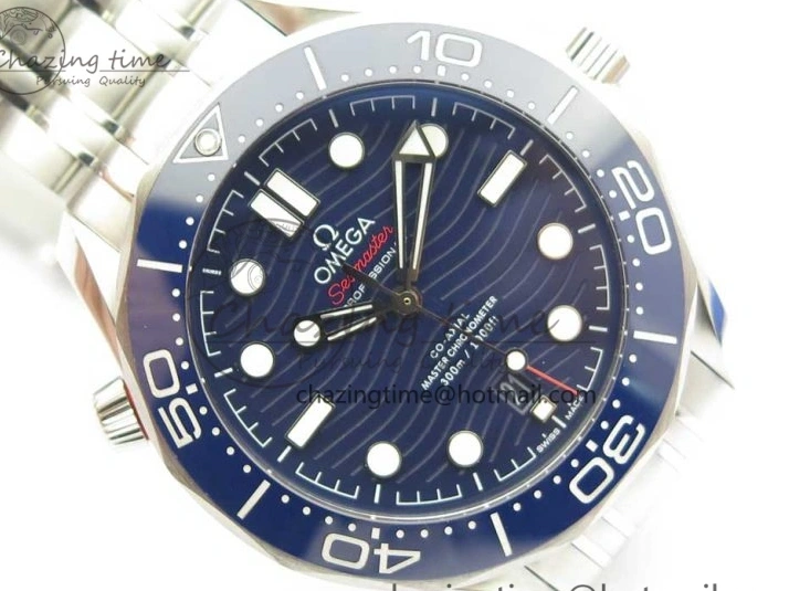 0424 ZeroBulk 2018 Seamaster Diver 300M OMF Best Edition Blue Ceramic Blue Dial on SS Bracelet A8800 (Black Balance Wheel) 7957
